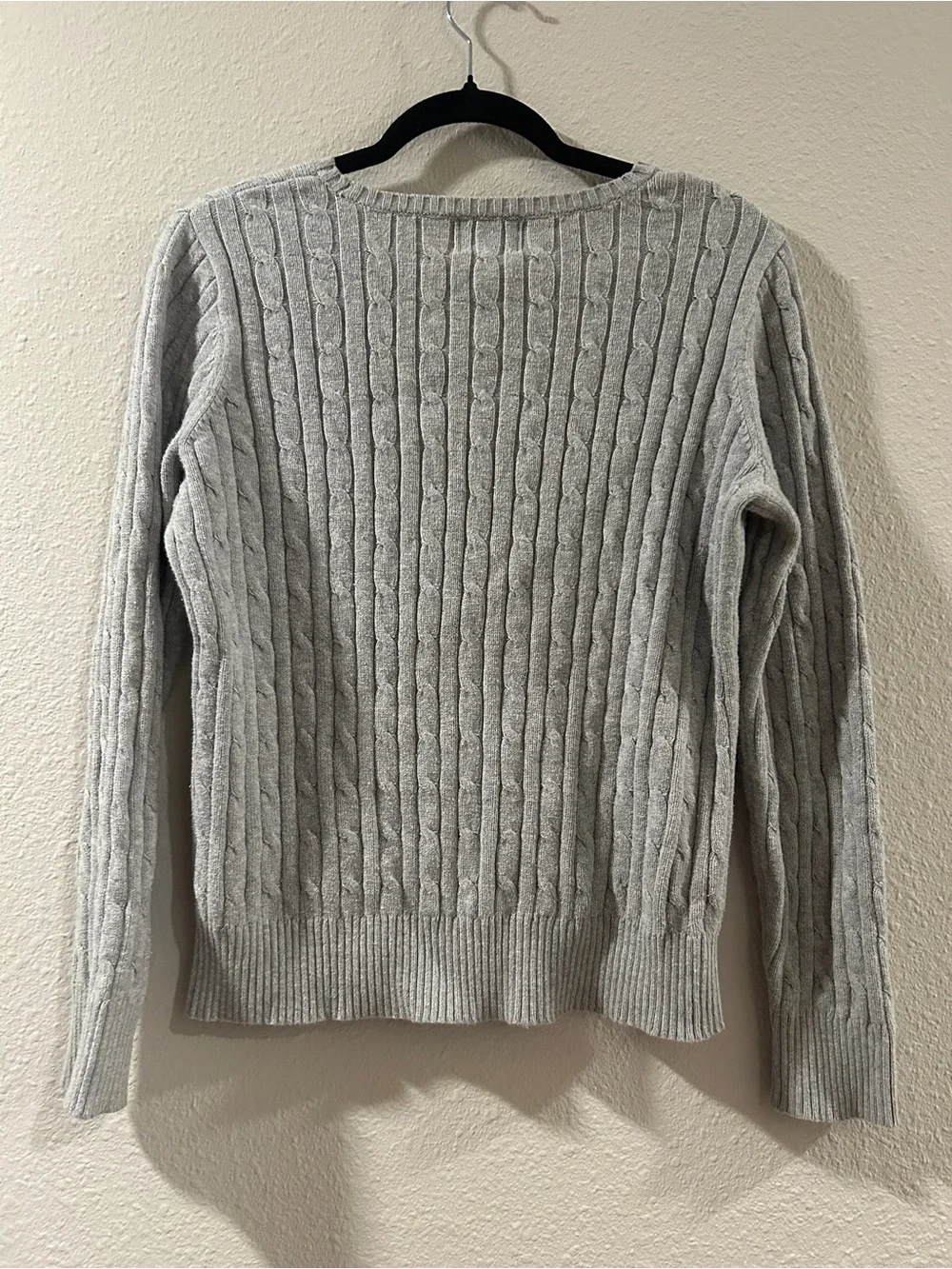 St. John's Bay Light Gray Cable-Knit Crewneck Sweater